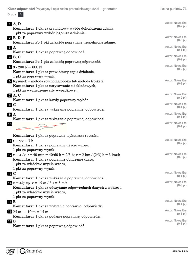 Przyczyny I Opis Ruchu Prostoliniowego Sprawdzian Klasa 1 Liceum Pdf Przyczyny I Opis Ruchu Prostoliniowego Generator Klucz Odpowiedzi | PDF