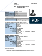 Form PMA-011B - Formulario de Filiación, Presentacion Al Curso Vestibular
