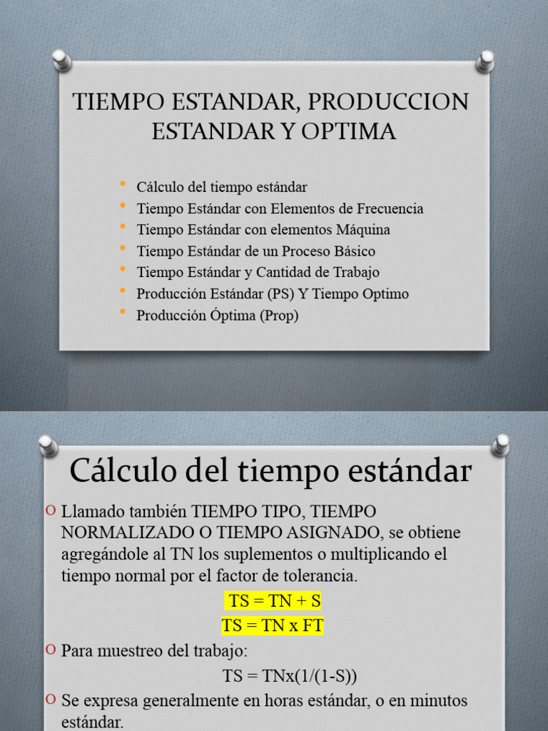 Cálculo y Optimización de Tiempos Estándar | PDF | Metrología ...