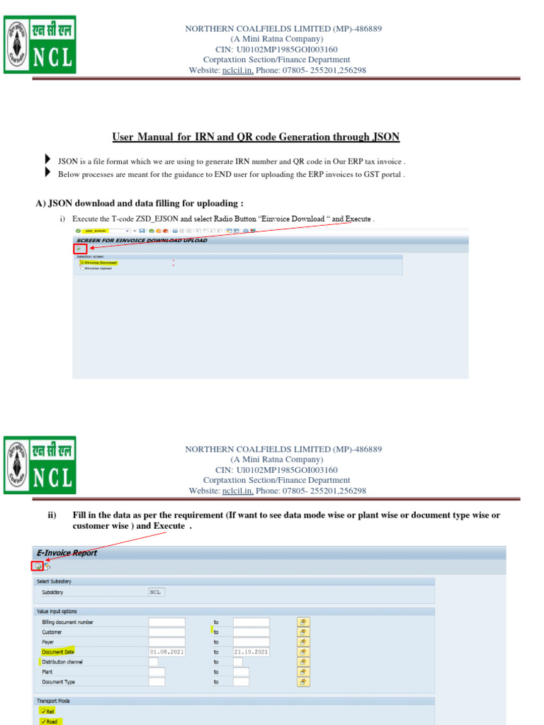 SOP for IRN and QR code gen PDF Microsoft Excel Software