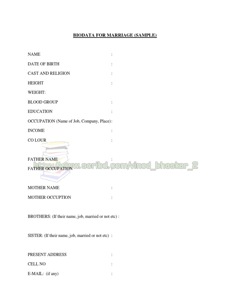 Biodata For Marriage | PDF