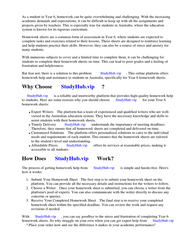 Year 6 Homework Sheets Australia | Download Free PDF | Homework | Worksheet