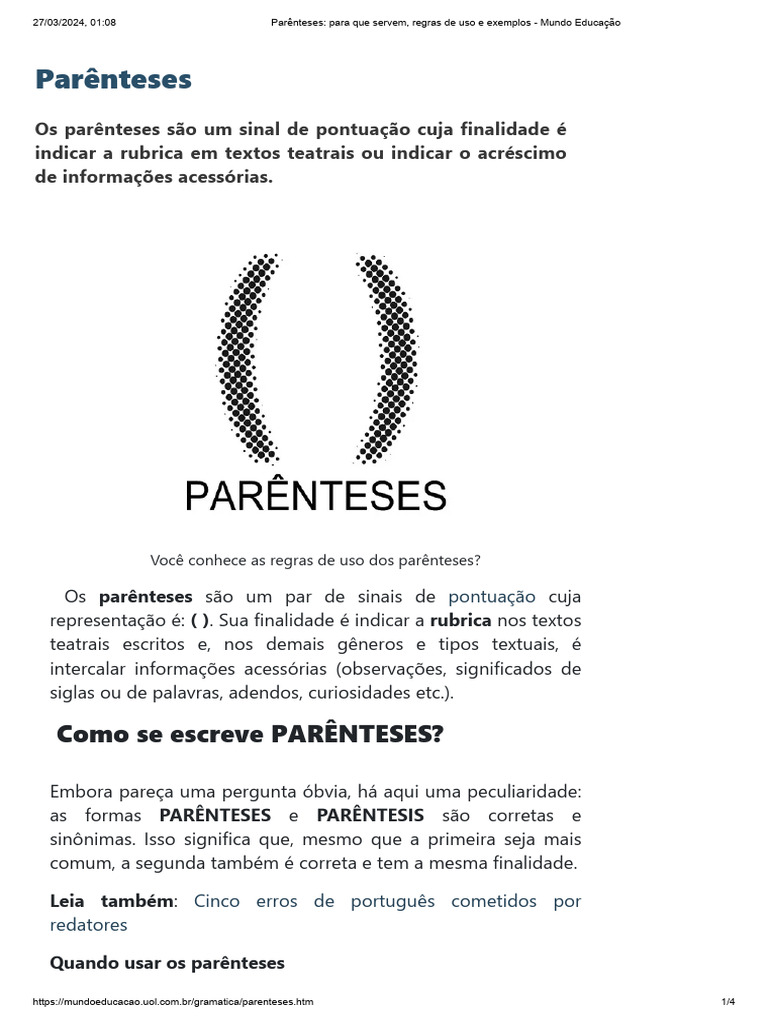Parênteses | PDF | Brasil