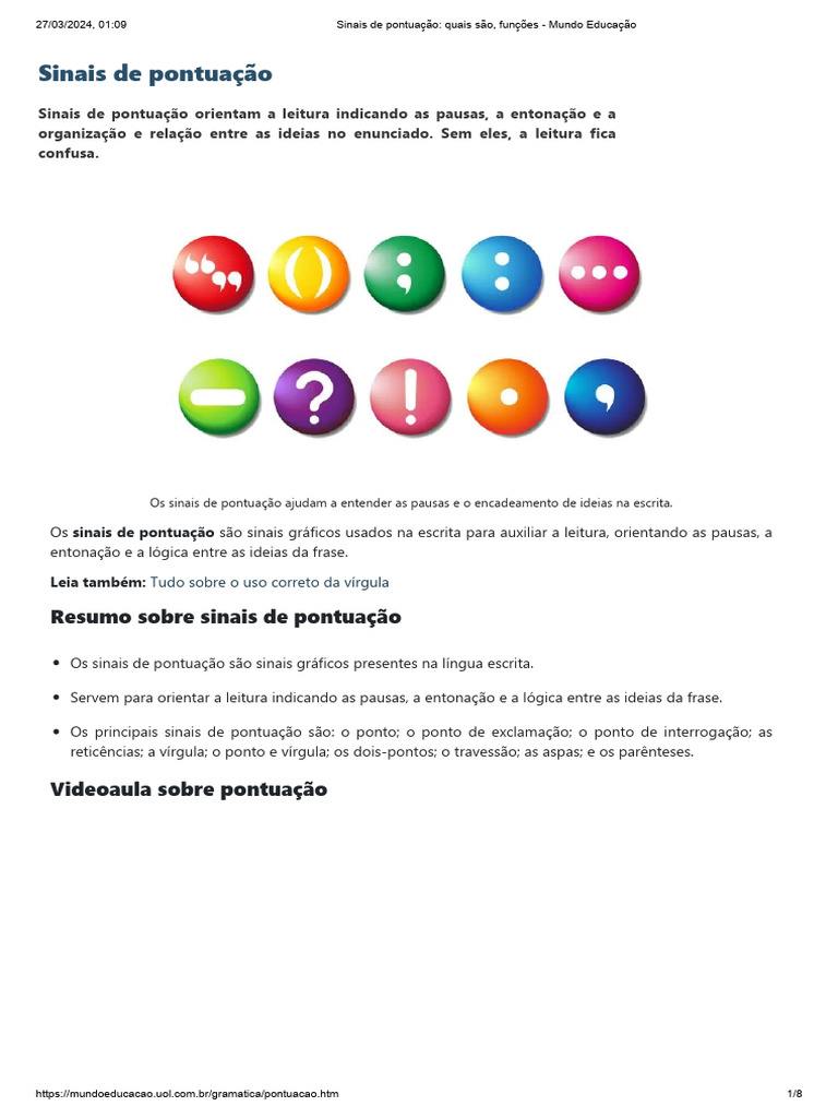 Sinais de Pontuação | PDF | Aspas | Pontuação, image size:768x1024