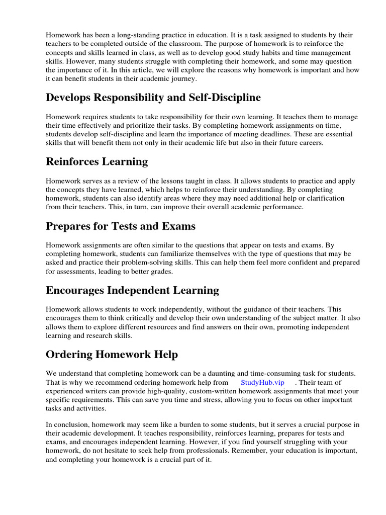 Why Homework Matters for Students | PDF | Homework | Essays