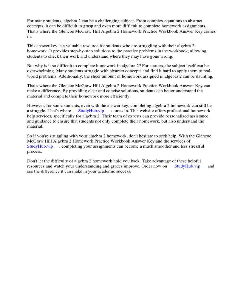 ALGEBRA 2 HOMEWORK PRACTICE WORKBOOK ANSWER KEY PDF visual data 7