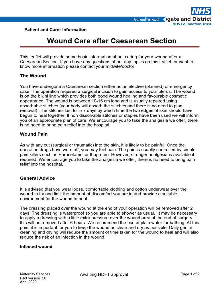 C-Section Wound Care Guidelines | PDF | Wound | Caesarean Section