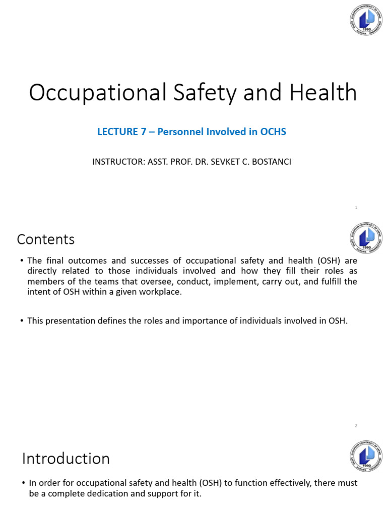Week 6 - Lecture 7 - Personnel Involved in OSH | PDF | Occupational ...
