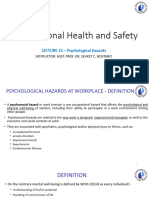 Week 12 - Lecture 15 - Workplace Health and Safety - Psychological Hazards