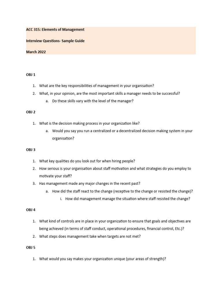 Management Interview Questions Guide | PDF | Career & Growth