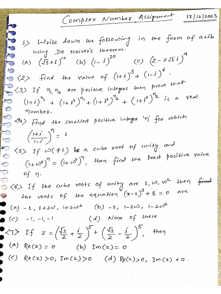 Complex Number Assignment | PDF