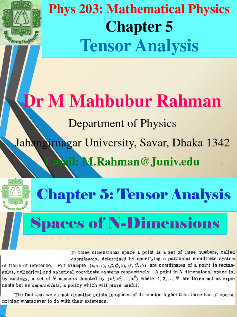 Tensor Analysis for Physics Students | PDF | Tensor | Theoretical Physics