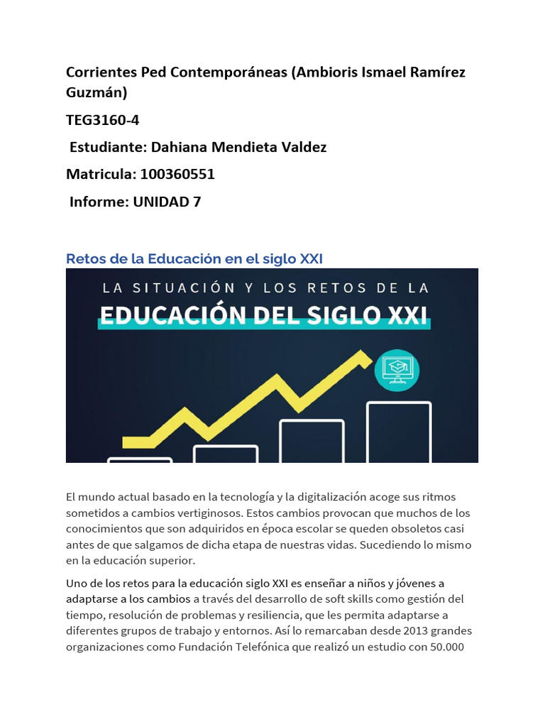 Retos De La Educación En El Siglo Xxi Pdf Plan De Estudios