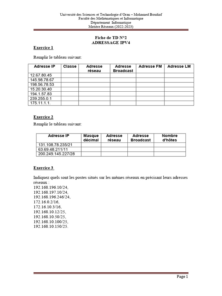 Adressage IPv4 et sous-réseaux | PDF | Adresse IP | Transmission des ...