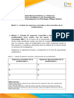 Anexo 2 - Matriz 1 - Listado de Aspectos Conocidos y Desconocidos de La Problemática