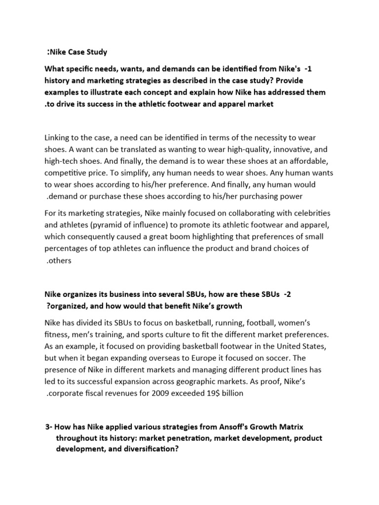 Nike Case Study Pdf Nike Shoe