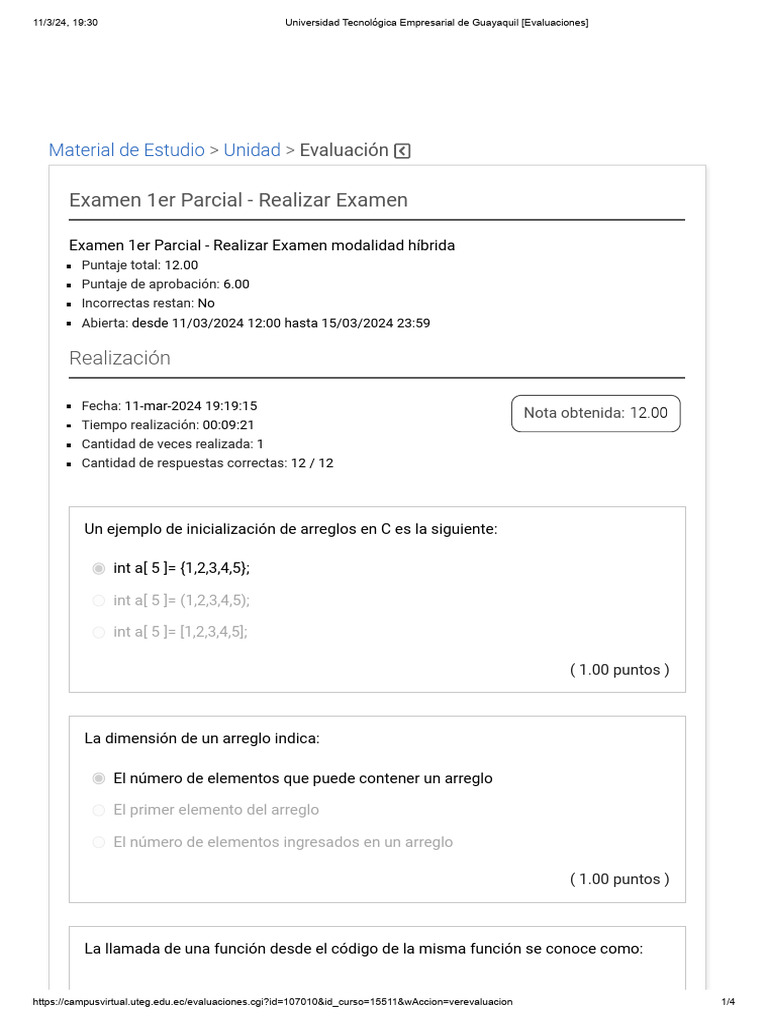 Examen Parcial de Programación C | PDF | Lenguaje de programación | C ...