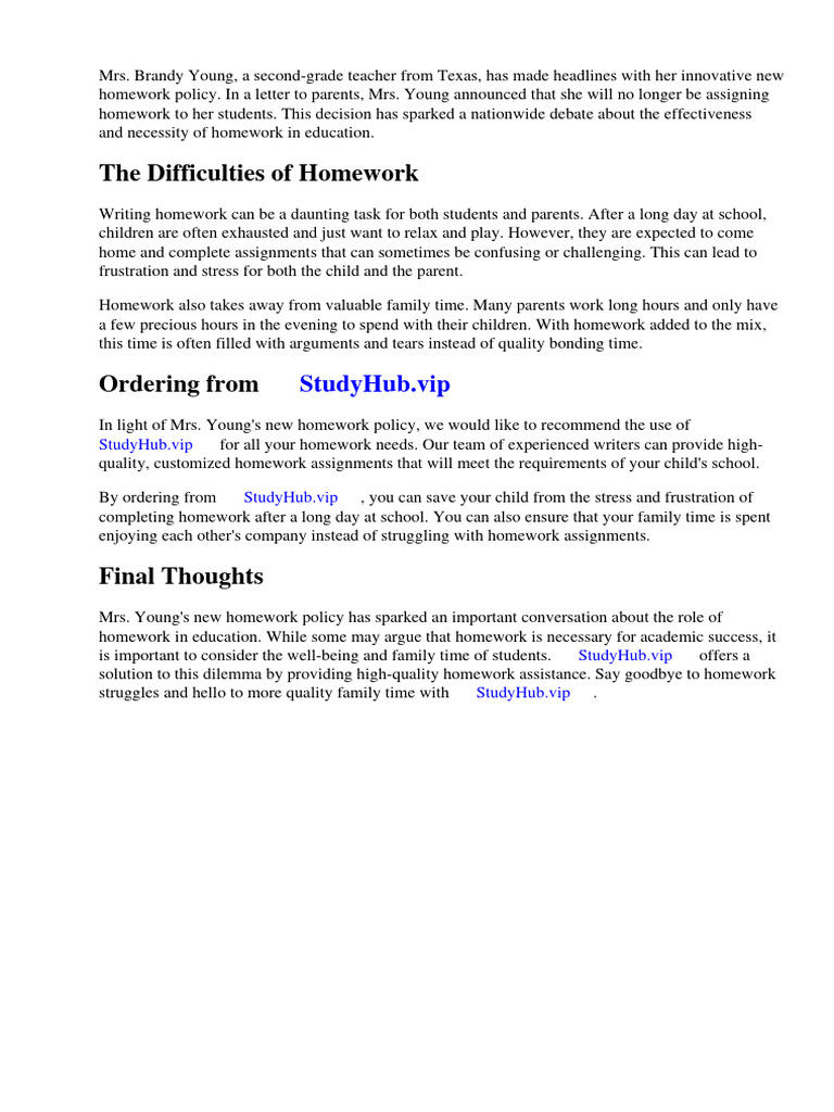 Homework-Free Learning Debate | PDF | Homework | Teachers
