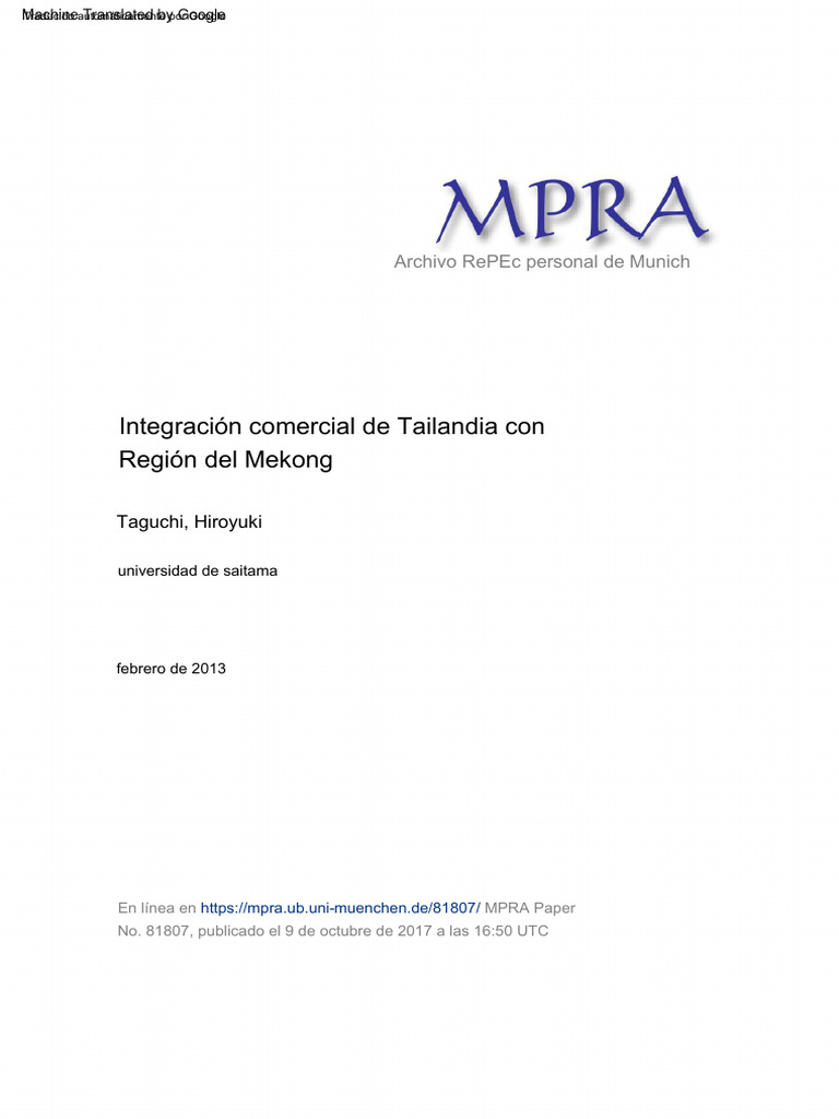 MPRA Paper 81807 | PDF | Tailandia | China