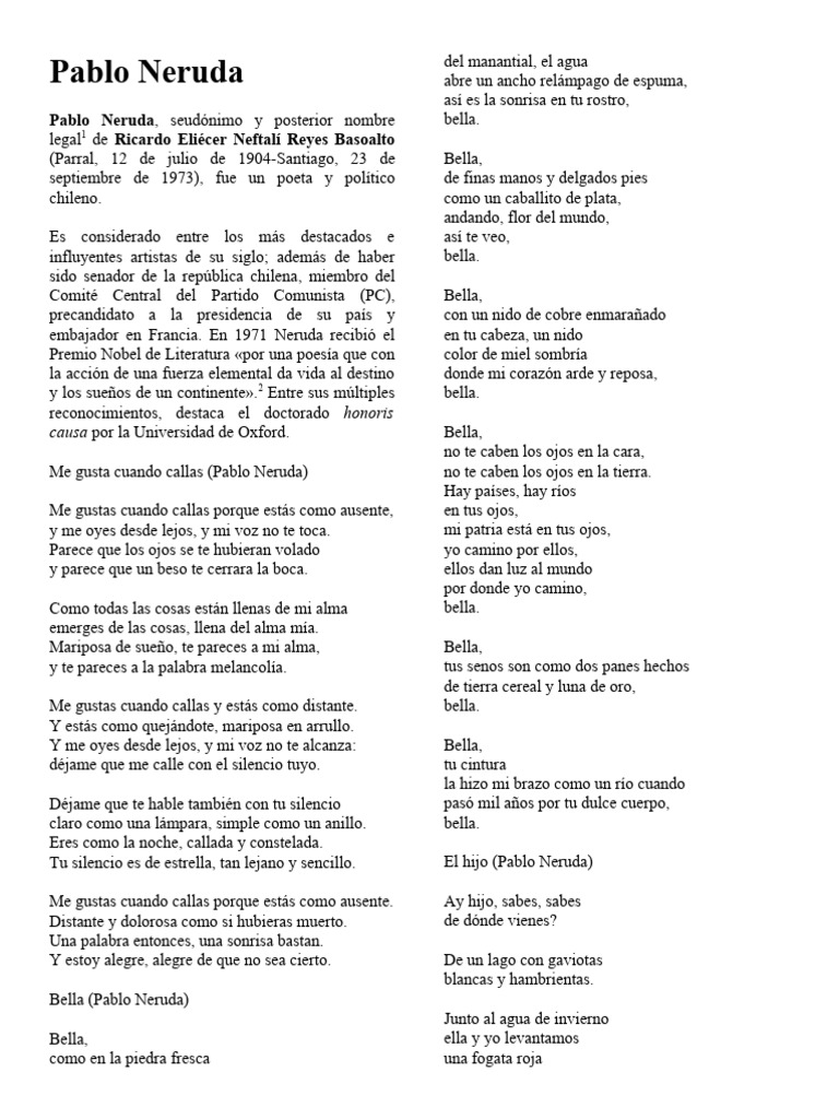 Pablo Neruda - 5 Poemas | PDF