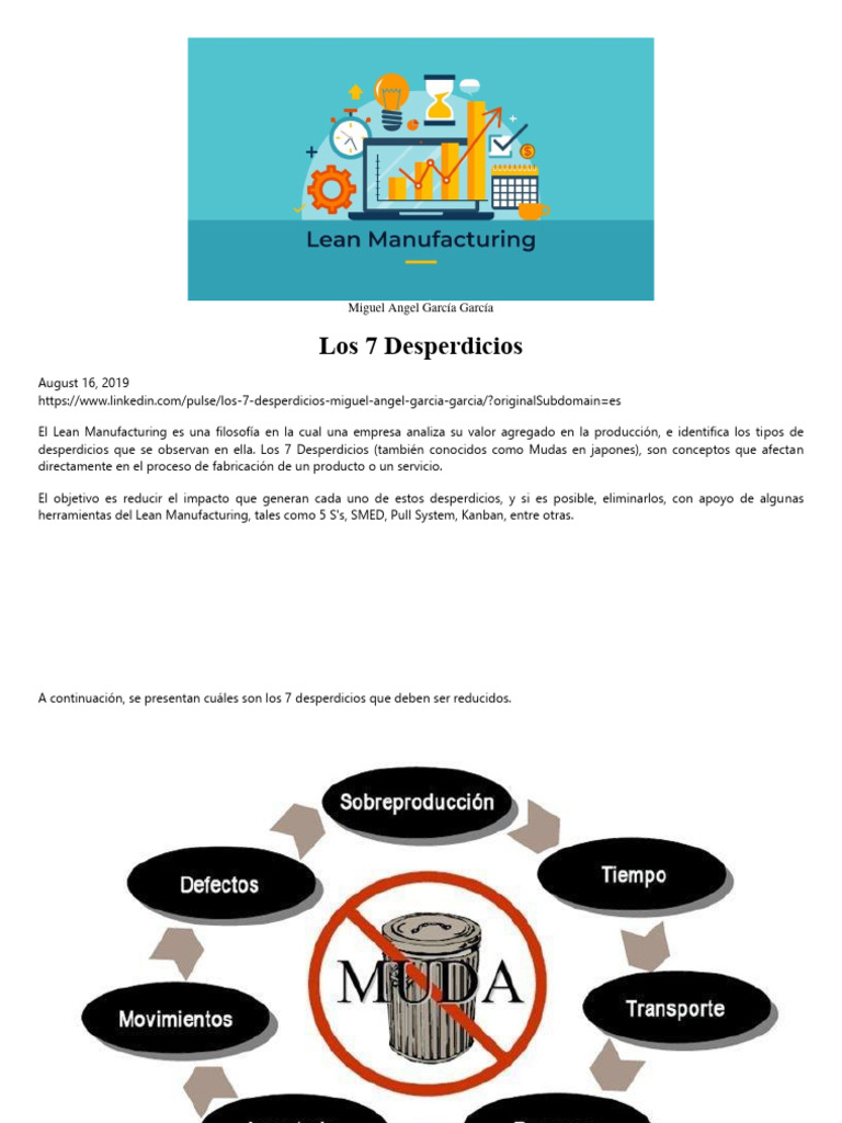 7 Desperdicios | Descargar gratis PDF | Lean Manufacturing | Economias