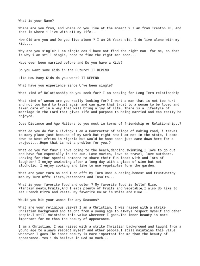 Question To Ask | PDF | Love