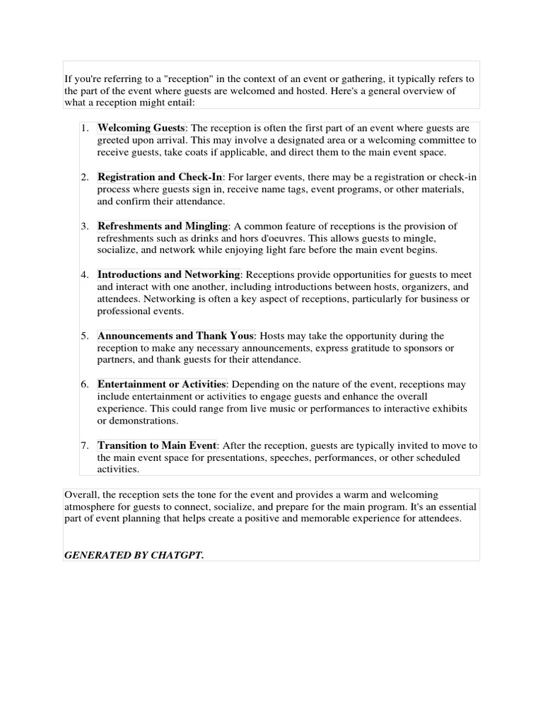 Event Reception Overview and Essentials | PDF