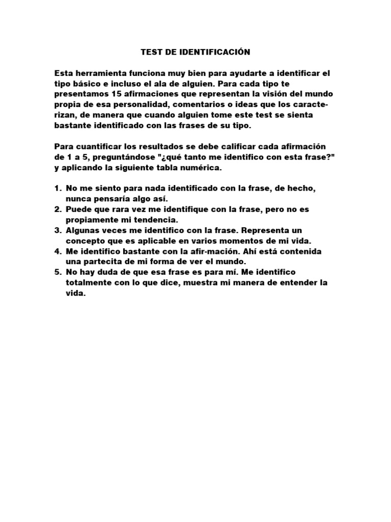 Test de Identificación | PDF