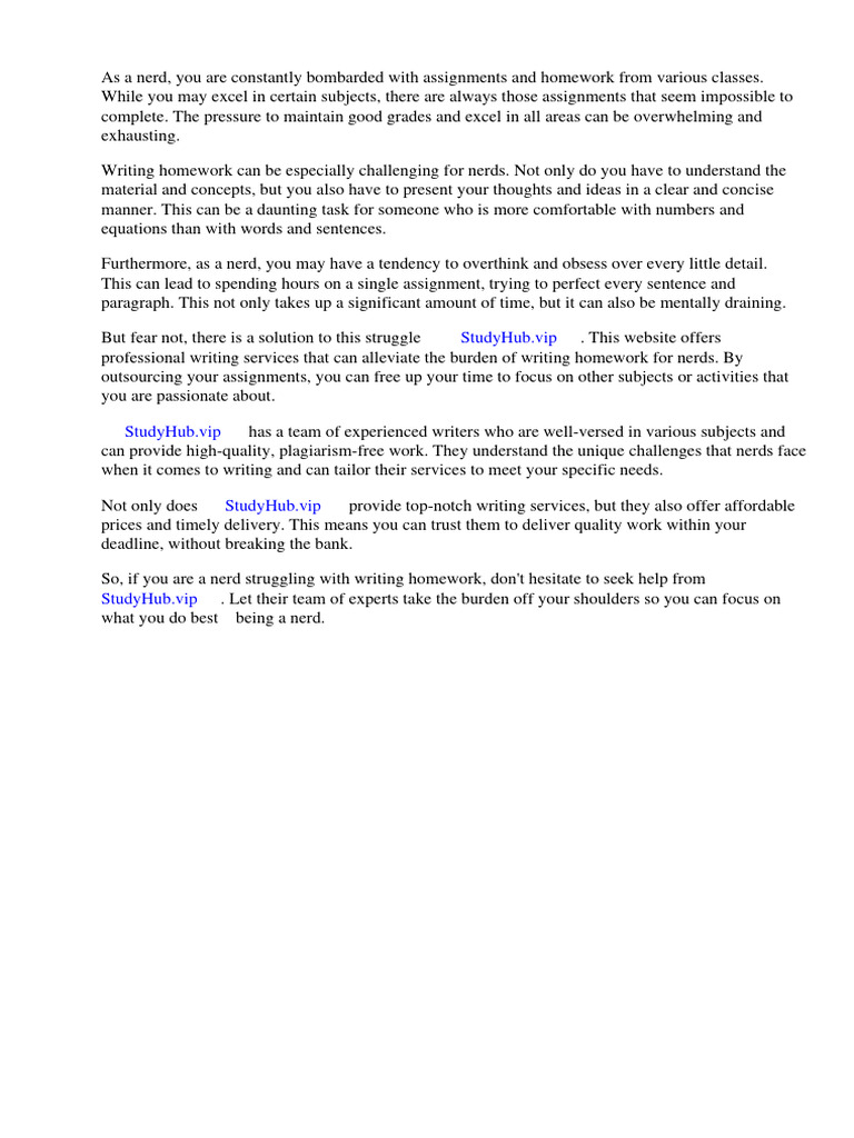 Nerd Homework | PDF | Homework | Behavioural Sciences