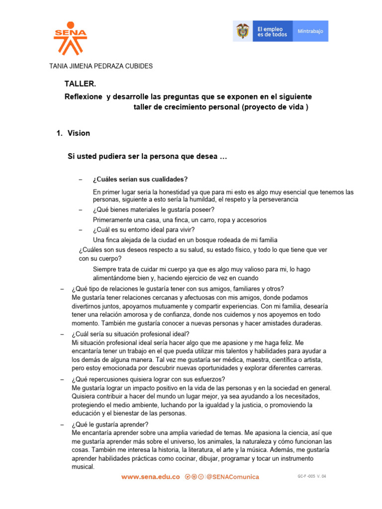 Taller de Crecimiento Personal y Proyecto de Vida | PDF | Justicia ...