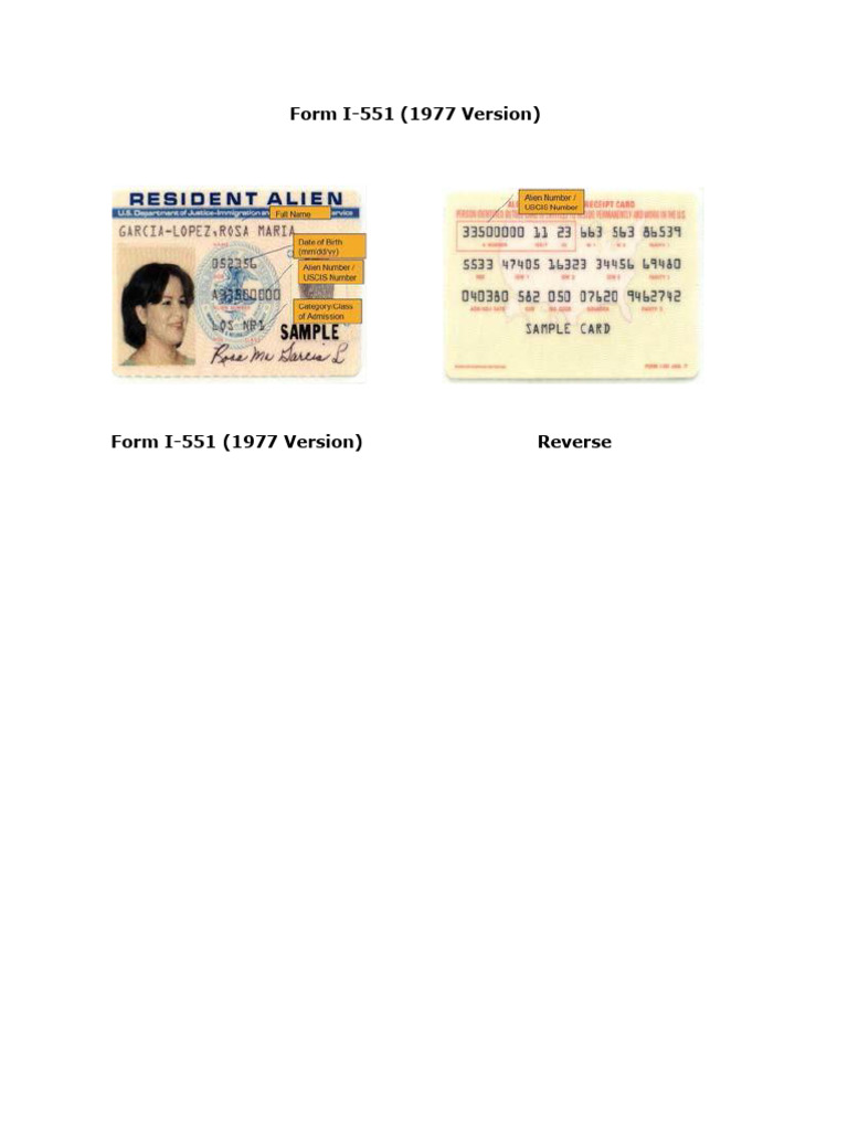 Form I551 (1977 Version) PDF