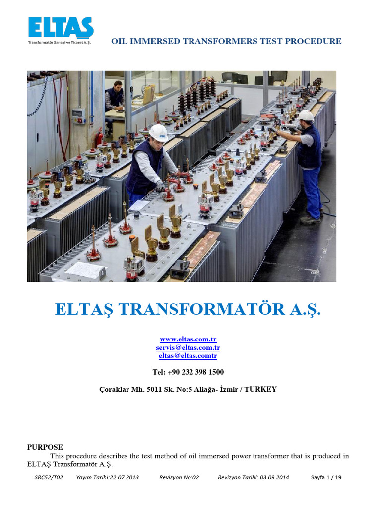 Eltaş Oil Transformer Testing Procedure | PDF | Transformer ...