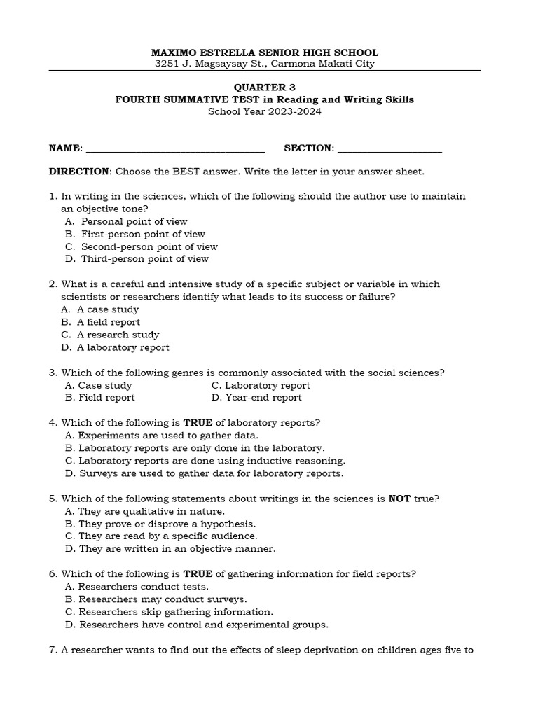 Reading And Writing Skills WW4 PDF Narration Learning
