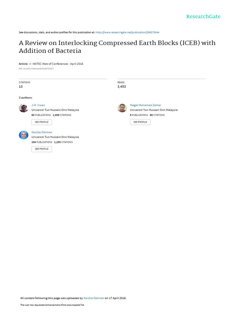 A Review On Interlocking Compressed Earth Blocks I | PDF | Materials ...
