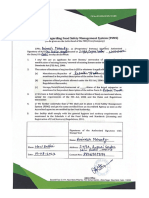 Declaration Regarding Food Safety Management System (FSMS)