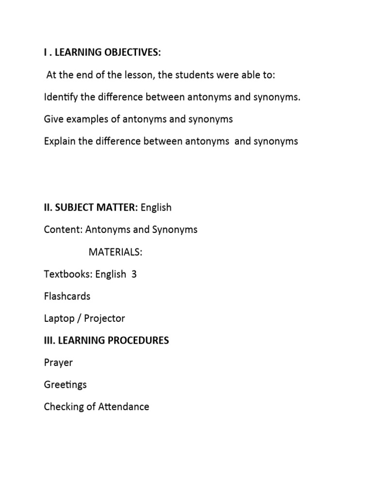 Lesson Plan In English Pdf