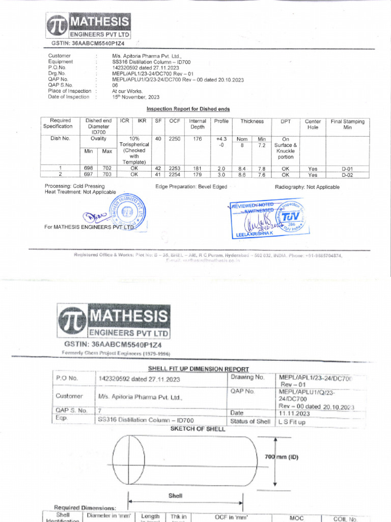 Internal Inspection Report | PDF