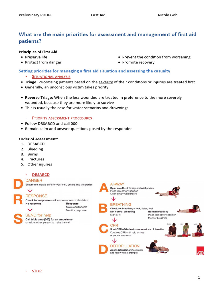 First Aid Priorities & Techniques | PDF | First Aid | Hepatitis