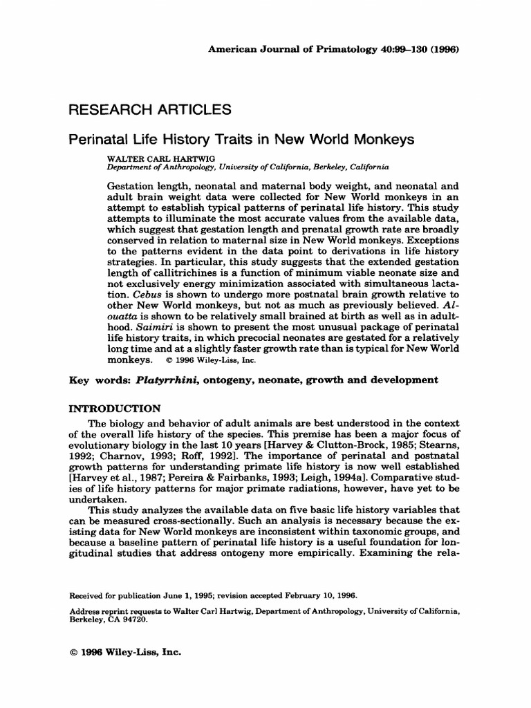 Volume 40 2 96 1 newworld monkeys pdf prenatal development hypothesis