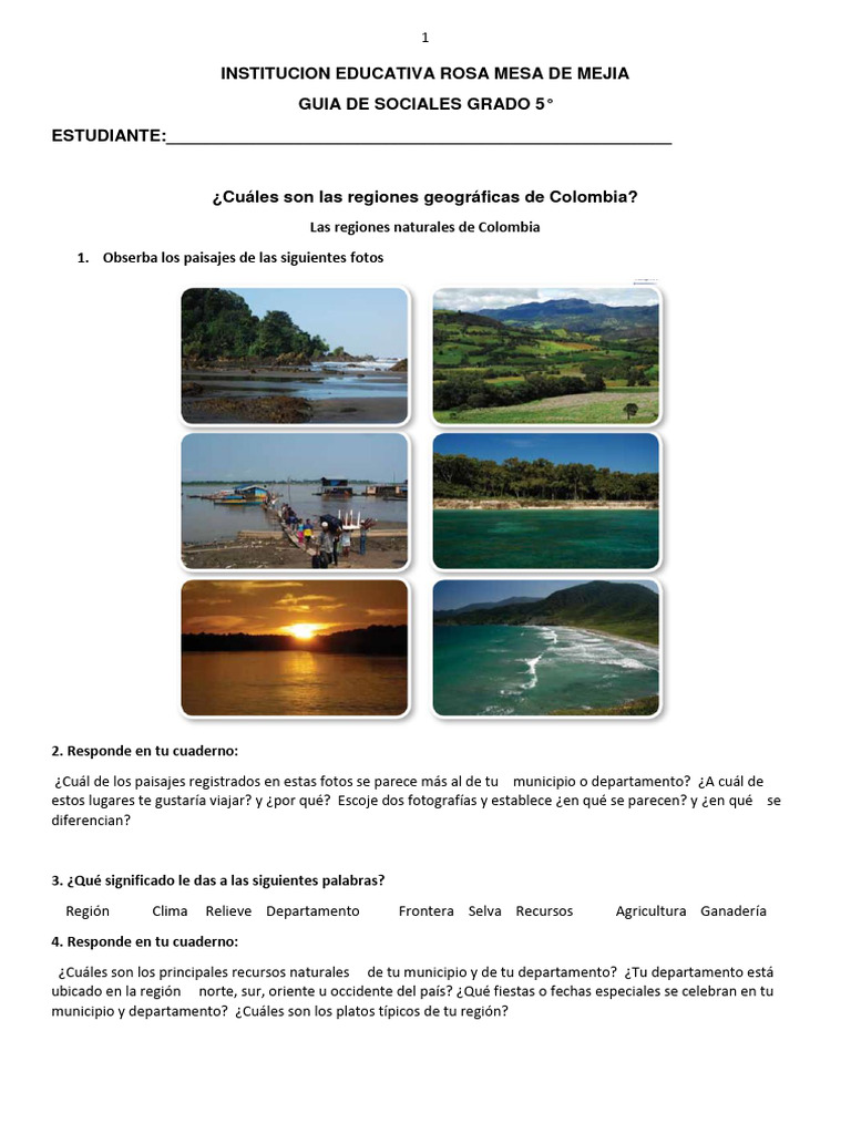Regiones Naturales de Colombia para Estudiantes | PDF | Andes | Colombia