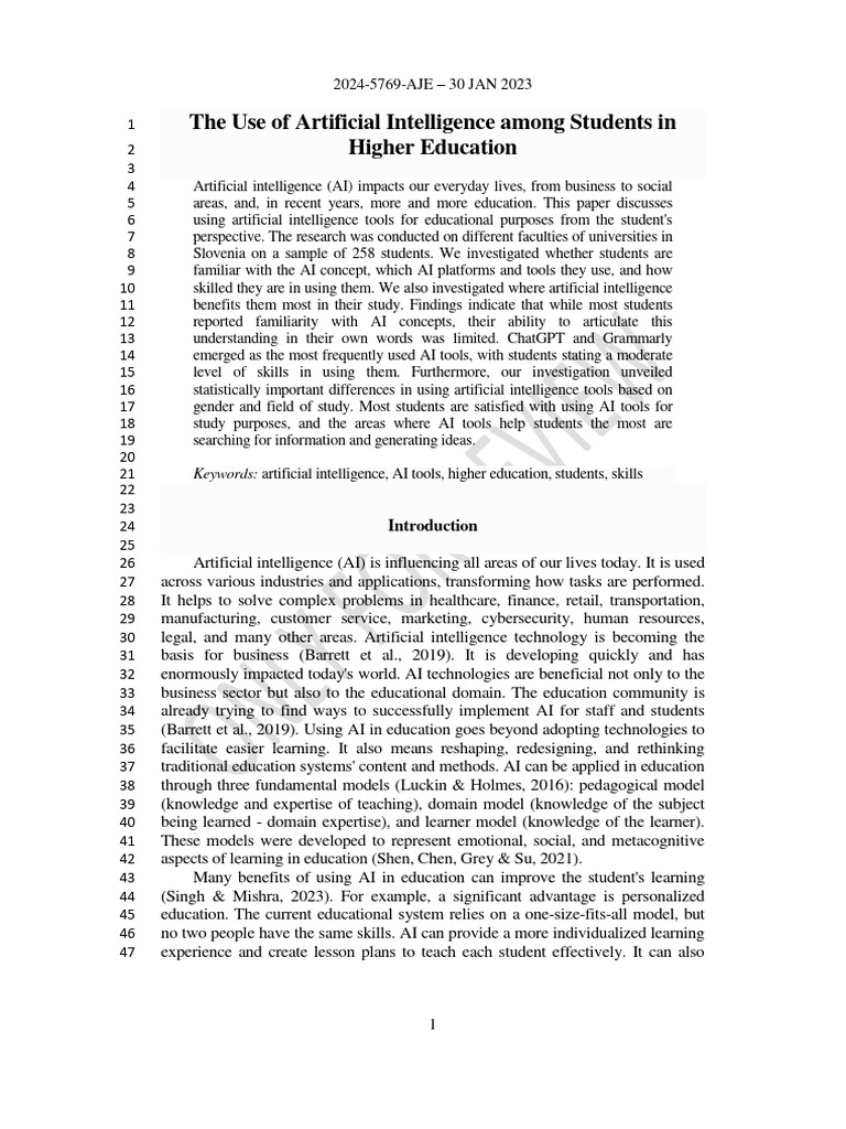 AI Tools in Higher Education: Student Insights | PDF | Artificial ...