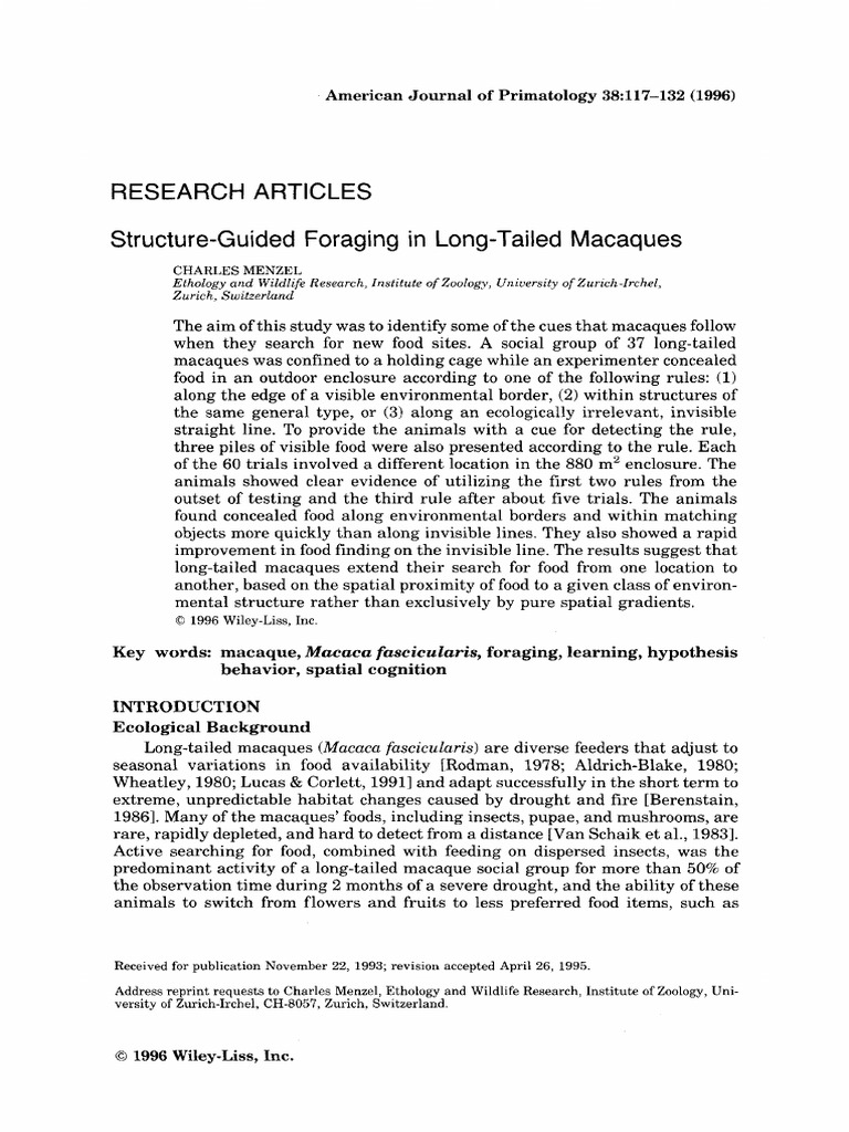 Volume 38 2 117 132 macaca fascicularis pdf foraging experiment