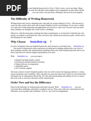 English Homework Ideas for Year 1