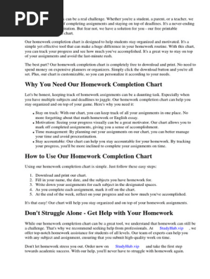 Free Printable Homework Completion Chart