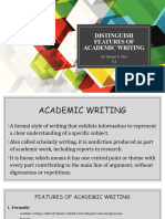 Distinguish Features of Academic Writing