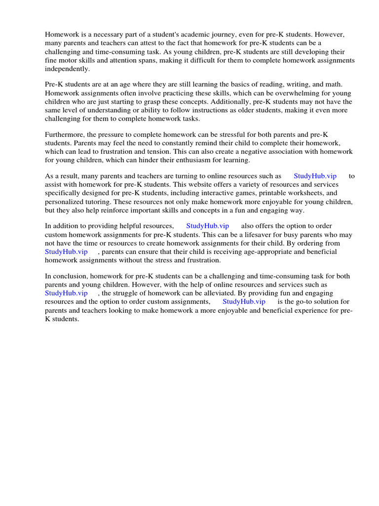 Effective Homework Solutions for Pre-K | PDF | Homework | Preschool
