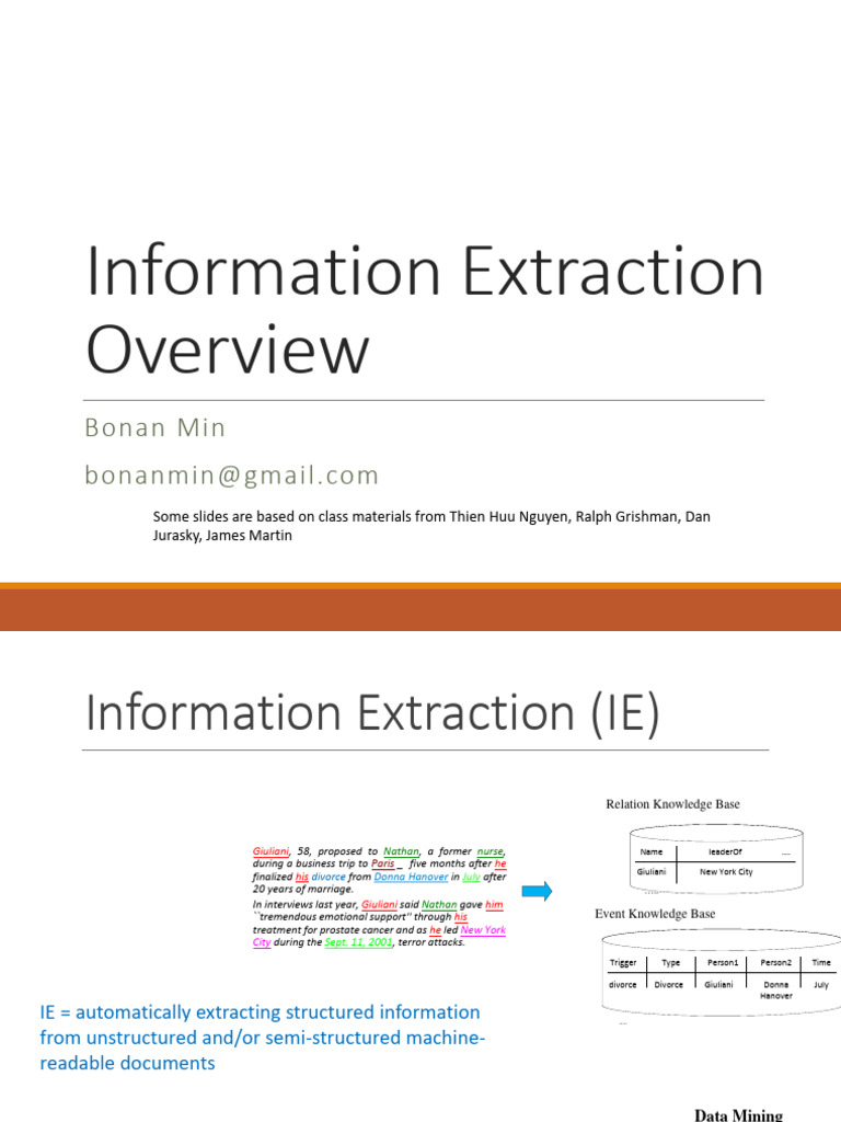 Information Extraction Techniques Overview | PDF | Support Vector ...