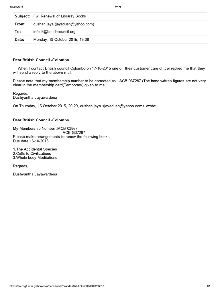 Library Book Renewal Request | PDF