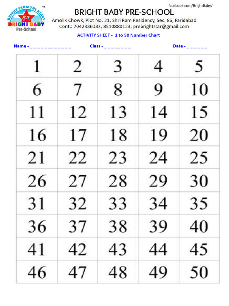 Number 1 To 50 | PDF