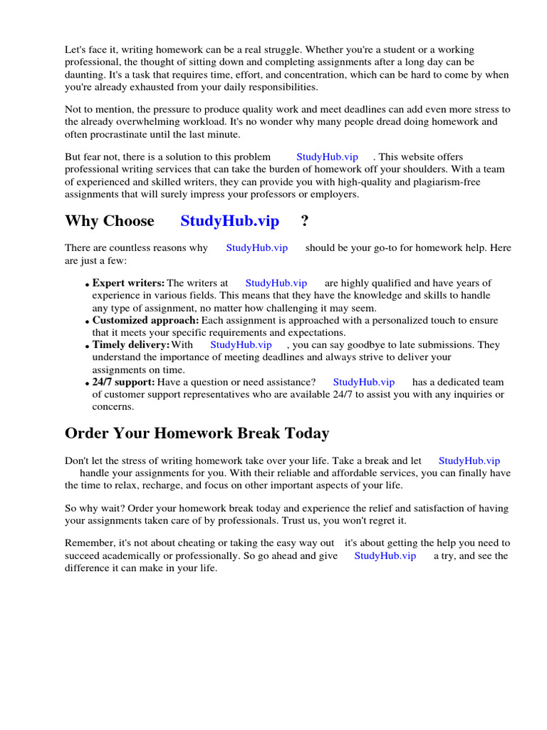 Homework Break | Download Free PDF | Homework